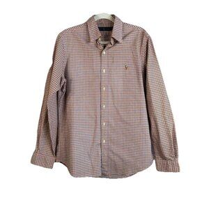 Ralph Lauren Men’s Navy Orange Plaid Long Sleeve Button Down‎ Size Medium